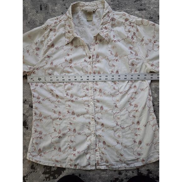 Horny Toad Organic Cotton Embroidered Button Down Large Boho Cottagecore Paisley - Picture 7 of 14